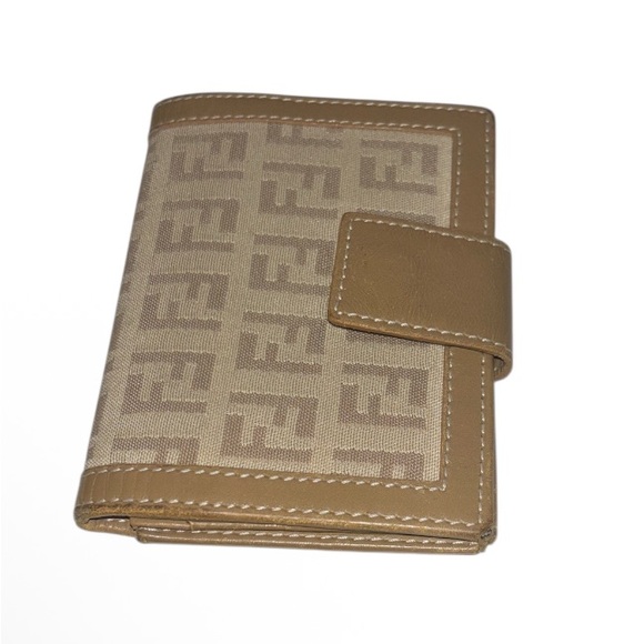Fendi Cloth & Leather Tan Wallet EUC